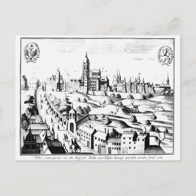 Postal Defenestración de Praga, 3 de agosto de 1618 (Anverso)