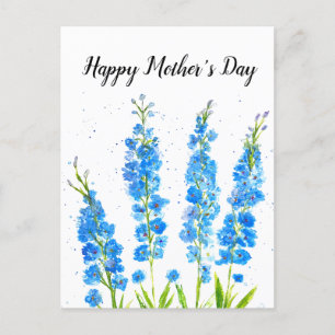 Postal Definador azul acuarela floral elegante rústico
