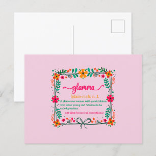 Postal Definición de Abuela Glamma Marco de Flor