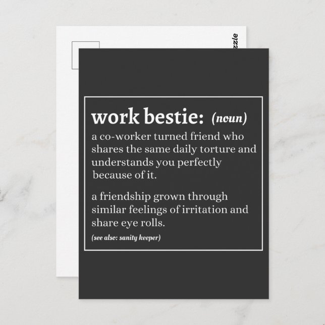 Postal Definición de Bestie de trabajo (Anverso / Reverso)