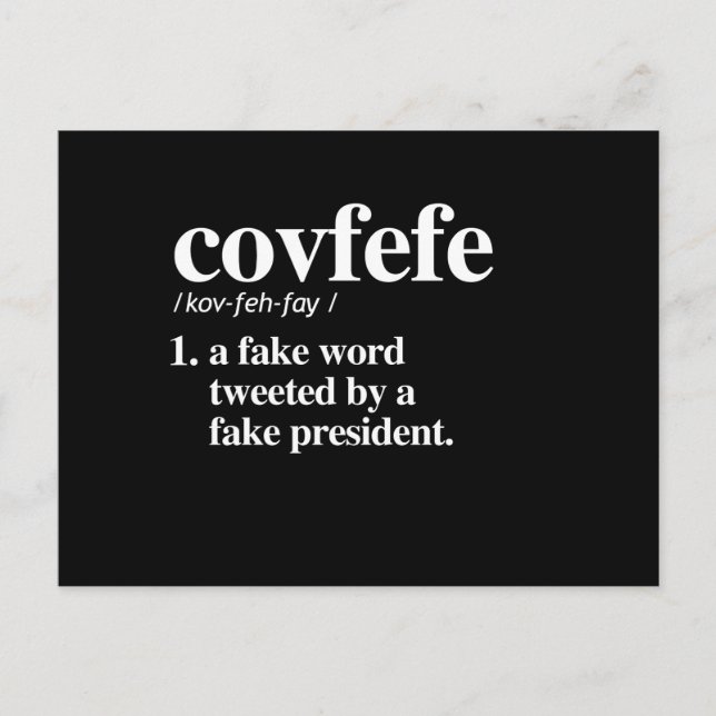 Postal Definición de Covfefe - Una palabra falsa (Anverso)
