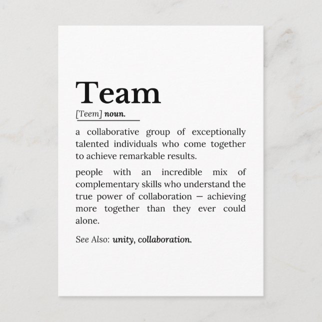 Postal Definición de equipo – El poder de la colaboración (Anverso)