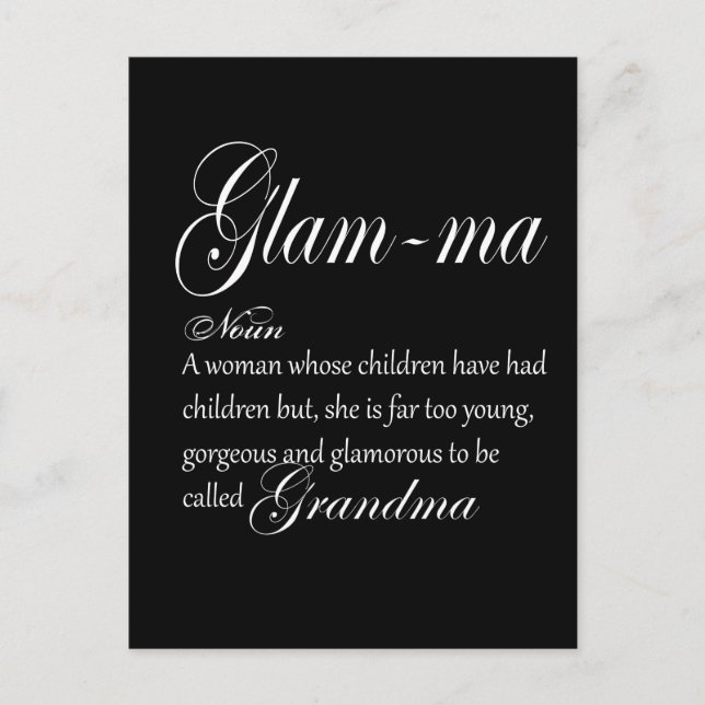 Postal definición de GLAM MA abuela (Anverso)