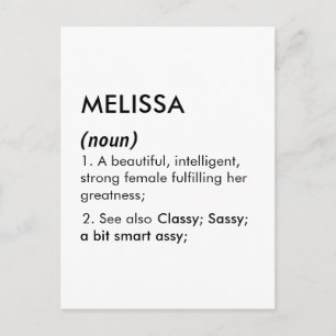 Postal Definición de nombre Melissa editable, nombre pers