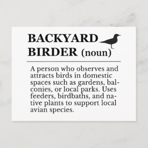 Postal Definición de observador de aves en el patio trase