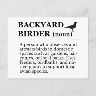 Postal Definición de observador de aves en el patio trase