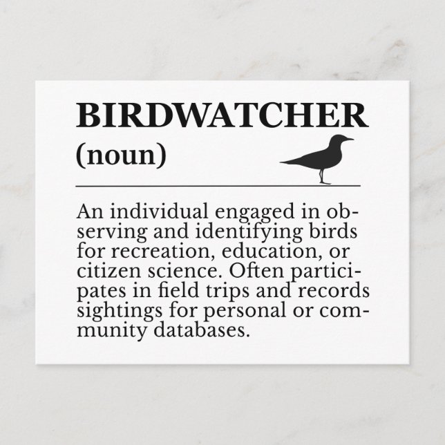 Postal Definición de observador de aves Identificación de (Anverso)
