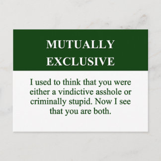 Postal Definición del significado de "Mutuamente excluyen