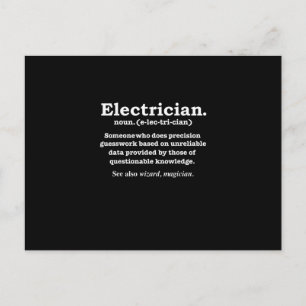 Postal Definición Divertida de Electricista Regalo Gradua