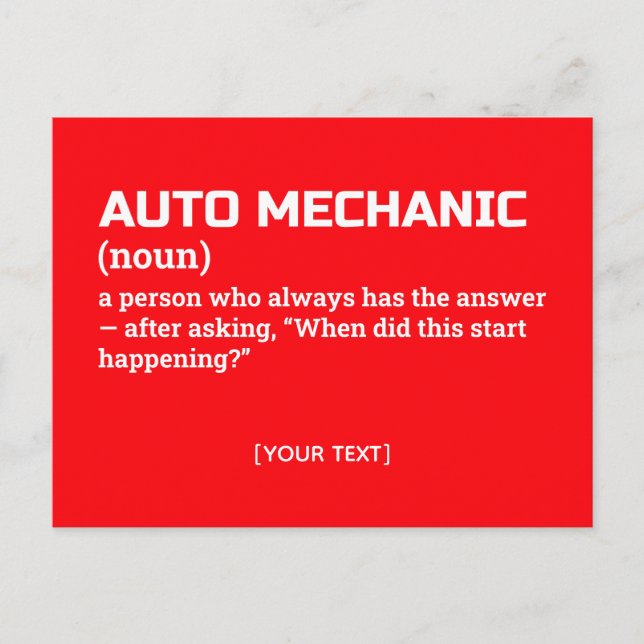 Postal Definición mecánica automática divertida (Anverso)