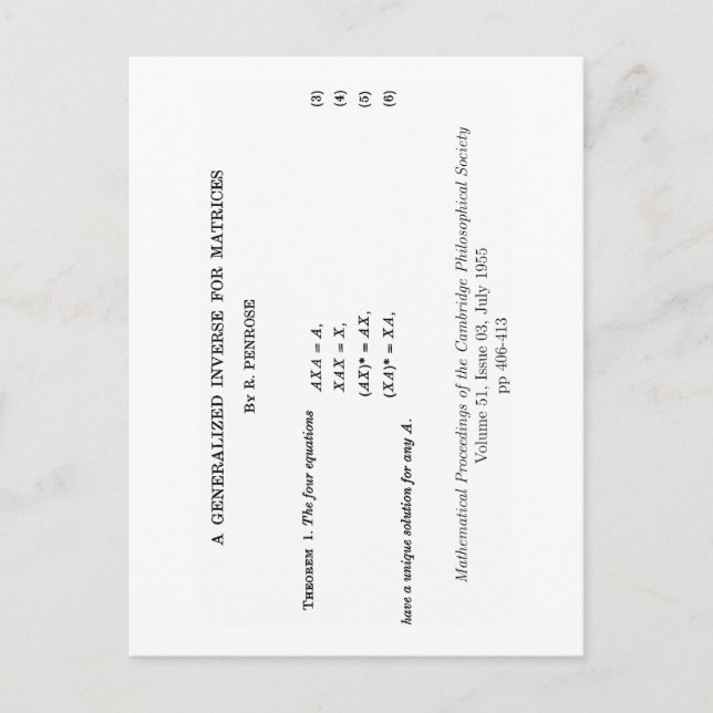 Postal Definiciones de Moore-Penrose (Anverso)