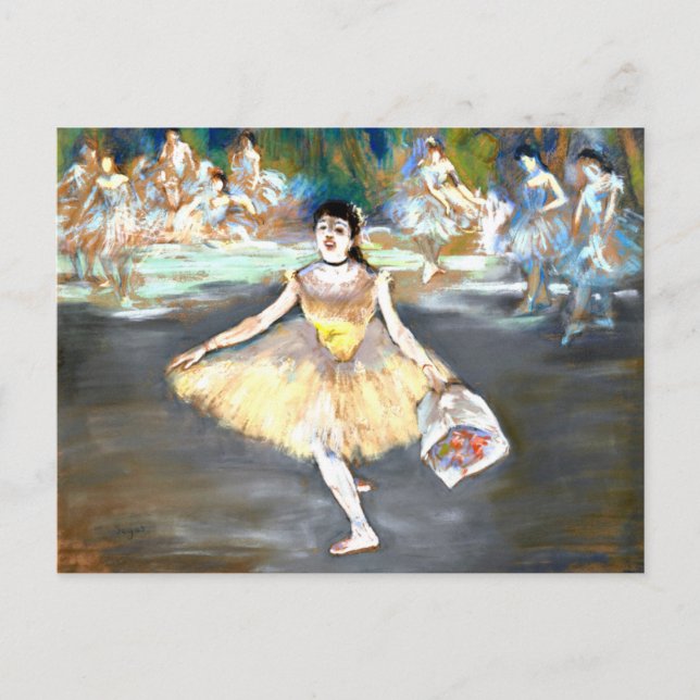 Postal Degas - Bailarina con un ramo (Anverso)
