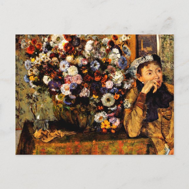 Postal Degas - Una mujer sentada al lado de una bolsa de  (Anverso)