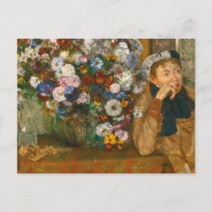 Postal Degas, una mujer sentada al lado de una bolsa de f