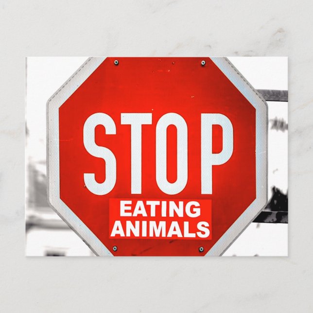 Postal Deja de Comer Animales Vegetariano Vegano (Anverso)