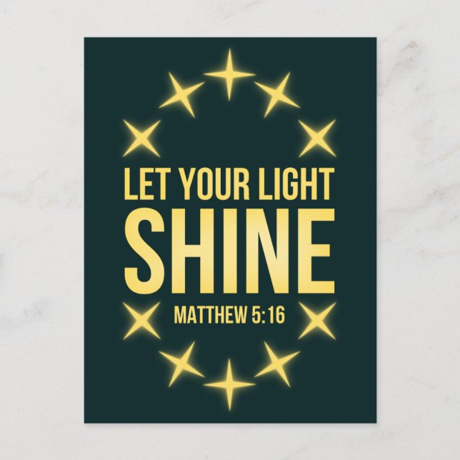 Postal Deja que tu luz brille Matthew 5:16 (Anverso)