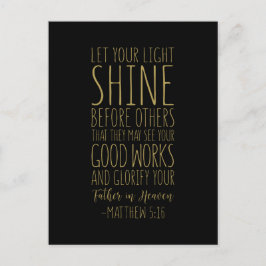 Postal Dejad que vuestra luz brille ante los demás, Mateo