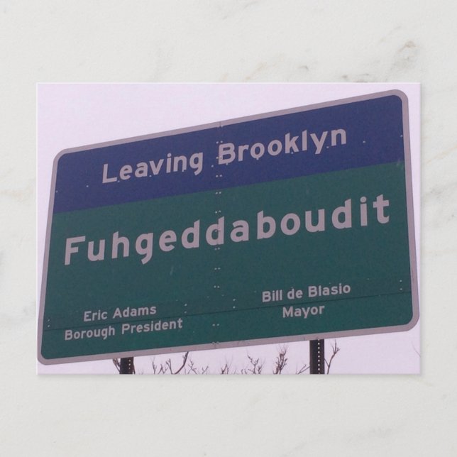 Postal Dejando Brooklyn Nueva York Fuhgeddaboudit (Anverso)
