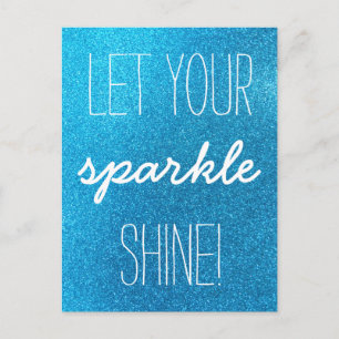 Postal Dejar Que Su Espuma Brille Purpurina Azul Postcard