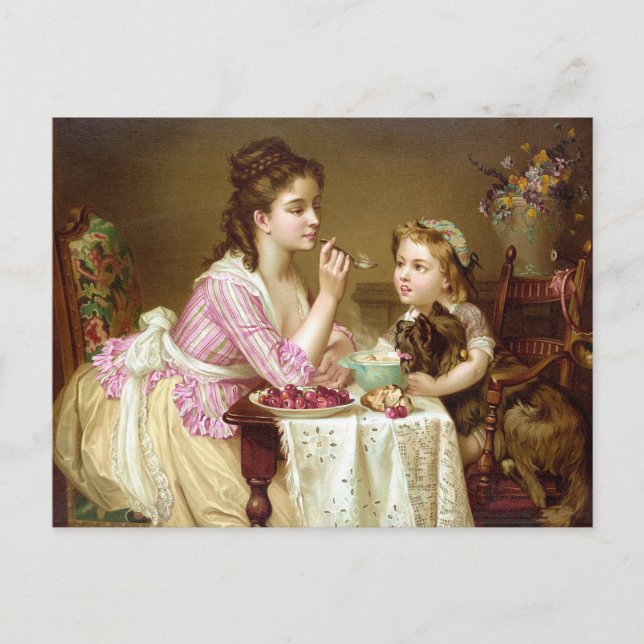 Postal Déjeuner à trois breakfast (Anverso)