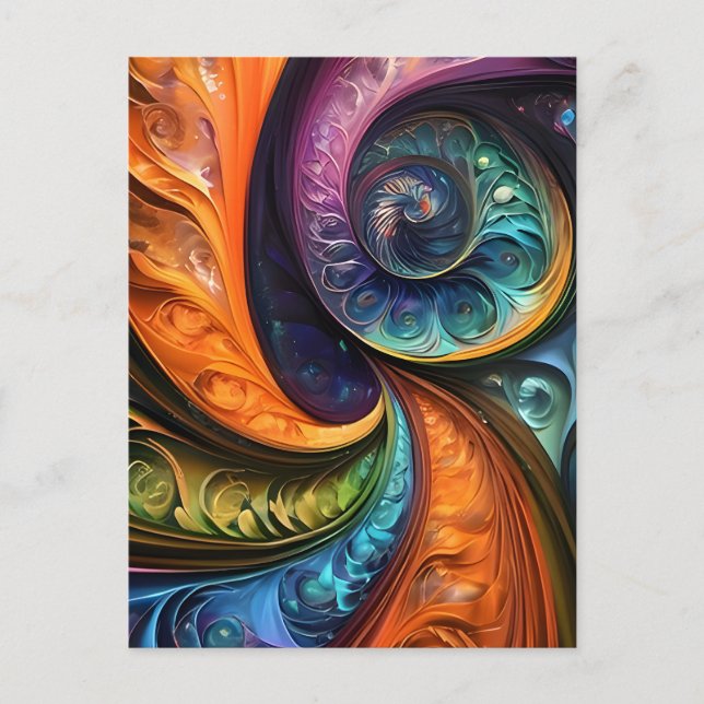 Postal Dekokissen: fraktales modernes design, farbenfroh  (Anverso)