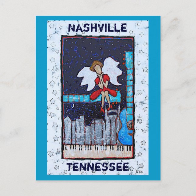 Postal del ángel de Tonk del Honky (Nashville, TN) (Anverso)