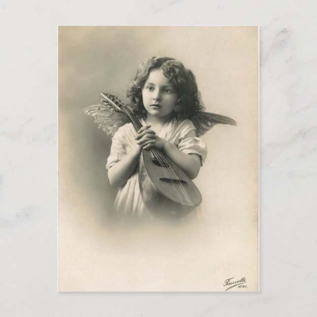 Postal del ángel del chica del Victorian (Anverso)