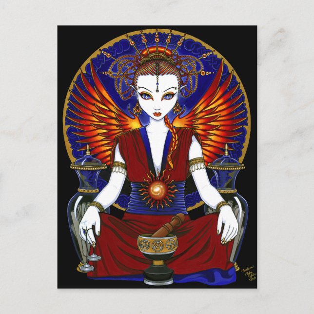 Postal del ángel del fuego de la diosa de "Solara" (Anverso)