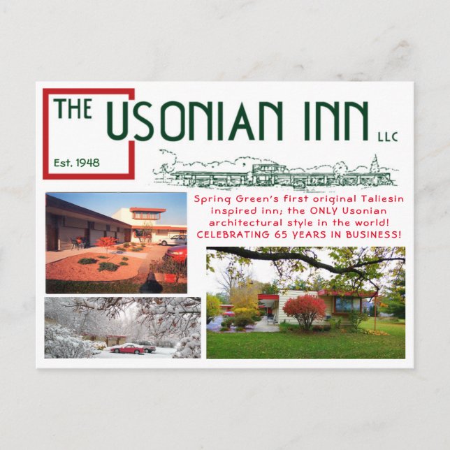 Postal del aniversario del mesón de Usonian (Anverso)