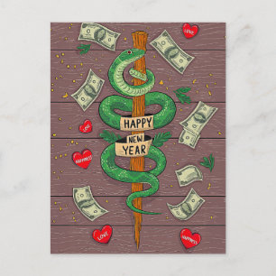 Postal Del Año Nuevo Chino De La Serpiente De Made