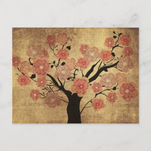 Postal del árbol de cerezo vintage