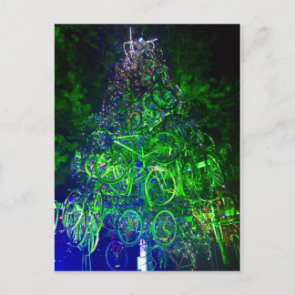 Postal del árbol de navidad de la bicicleta