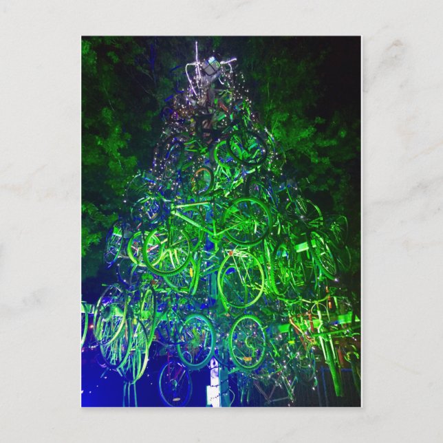 Postal del árbol de navidad de la bicicleta (Anverso)