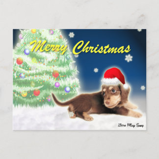 Postal del árbol de navidad del Dachshund