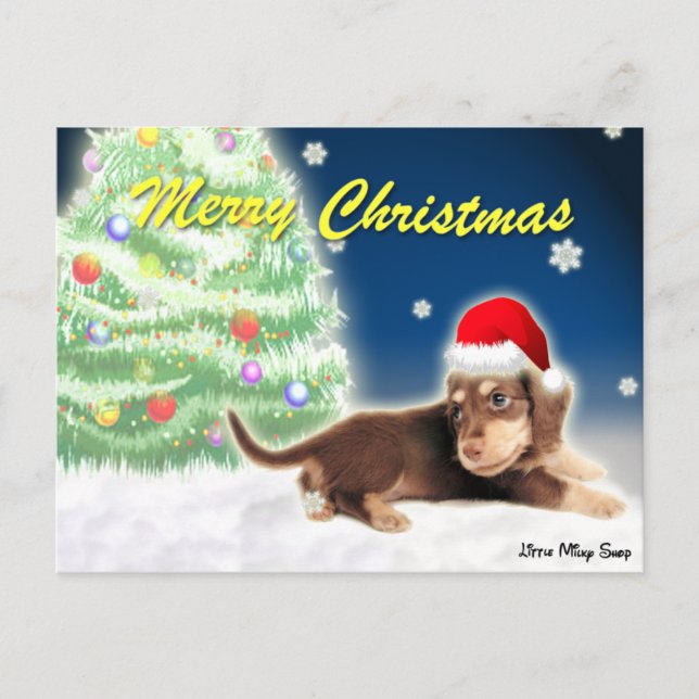 Postal del árbol de navidad del Dachshund (Anverso)