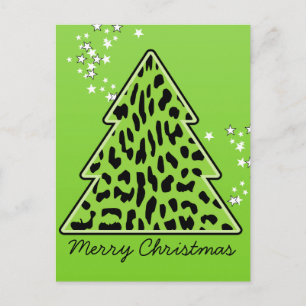 Postal del árbol de Navidad Leopard cheetah