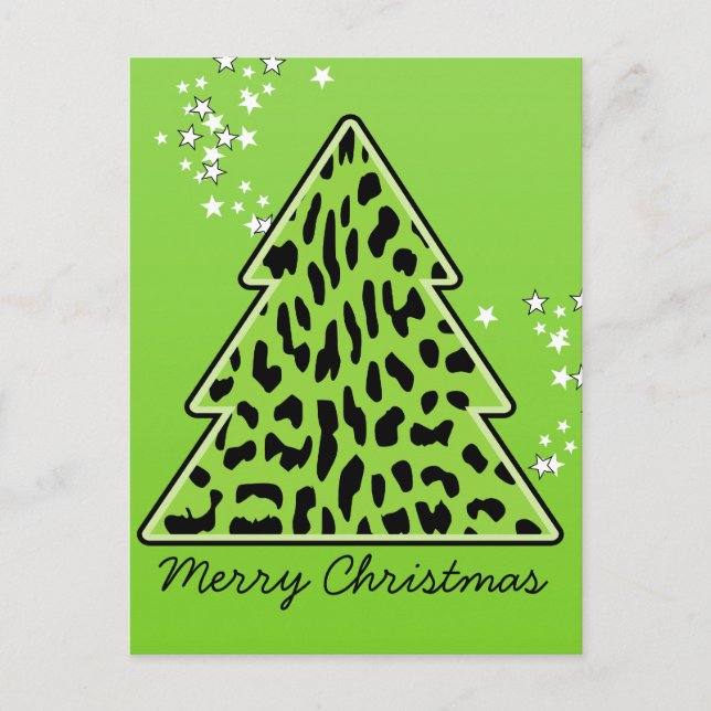 Postal del árbol de Navidad Leopard cheetah (Anverso)