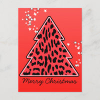 Postal del árbol de Navidad Leopard cheetah