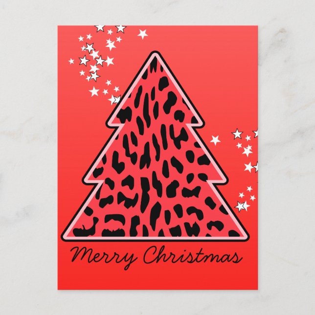 Postal del árbol de Navidad Leopard cheetah (Anverso)