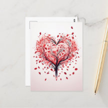 Postal del árbol del corazón
