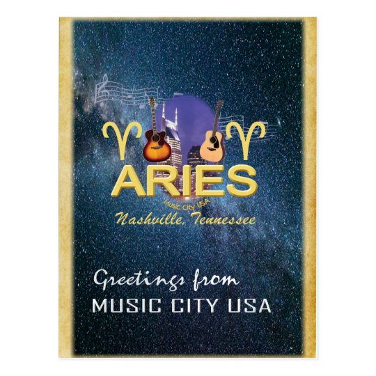 Postal del aries del zodiaco de Nashville