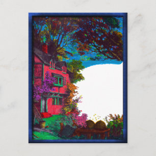 Postal del arte de la caída de la casa del