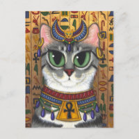 Postal del arte del gato de Bastet del egipcio de