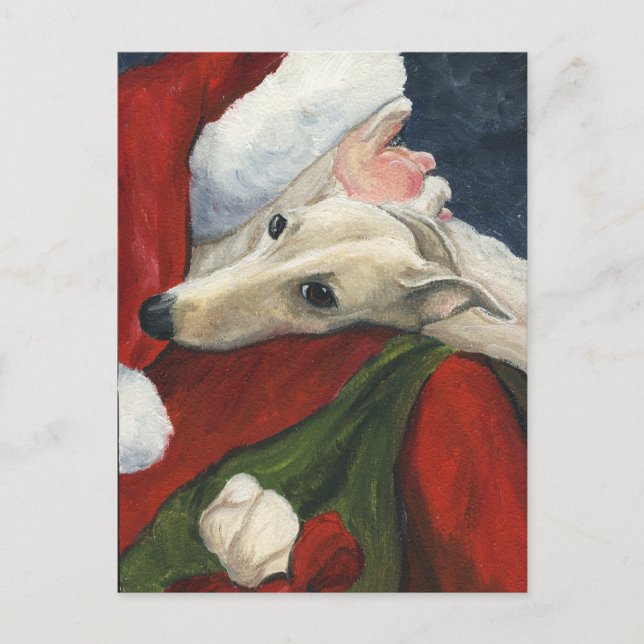 Postal del arte del perro del navidad de Santa del (Anverso)
