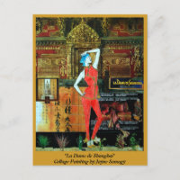 postal del Asiático-estilo con arte original del