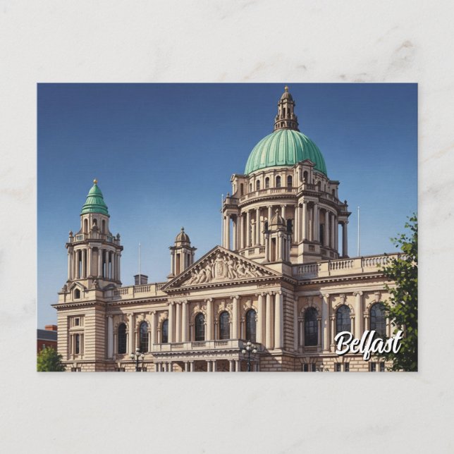 Postal del ayuntamiento de Belfast (Anverso)