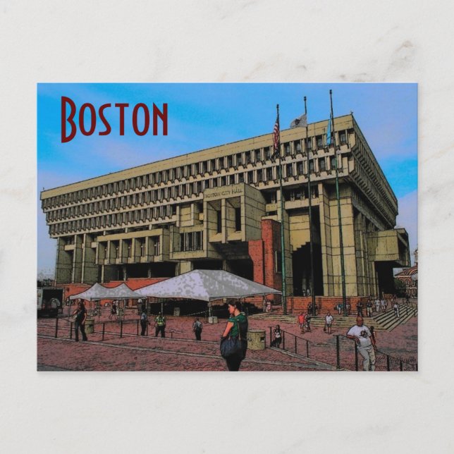 Postal del ayuntamiento de Boston (Anverso)