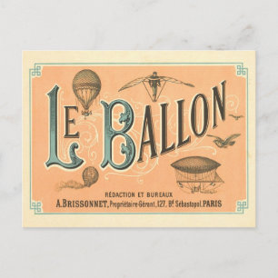 Postal del balón de París de la época