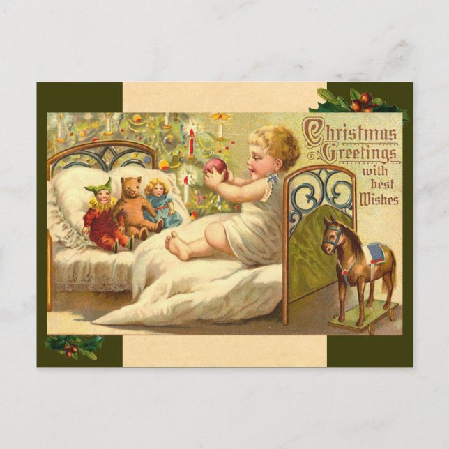 Postal del bebé del navidad del vintage (Anverso)