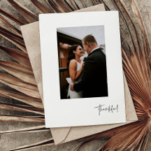 Postal del Boda de fotografía vertical y agradecid